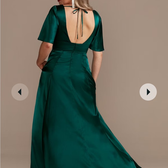 David’s bridal Charmeuse Flutter-Sleeve A-Line Dress - Picture 2 of 4